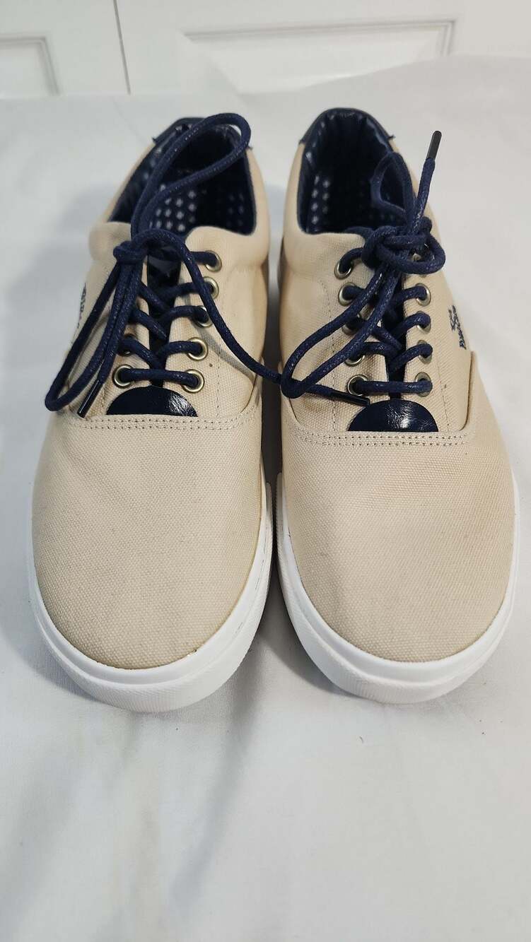 Ralph Lauren Polo Mens Felton Canvas Sneaker Shoes Tan Beige Khaki Size 8D